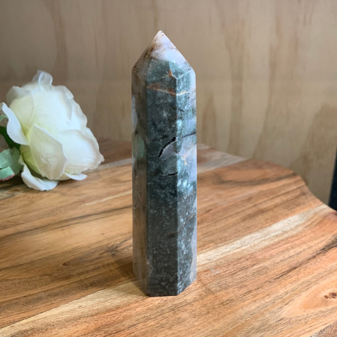 OCEAN JASPER WITH QUARTZ TOWER