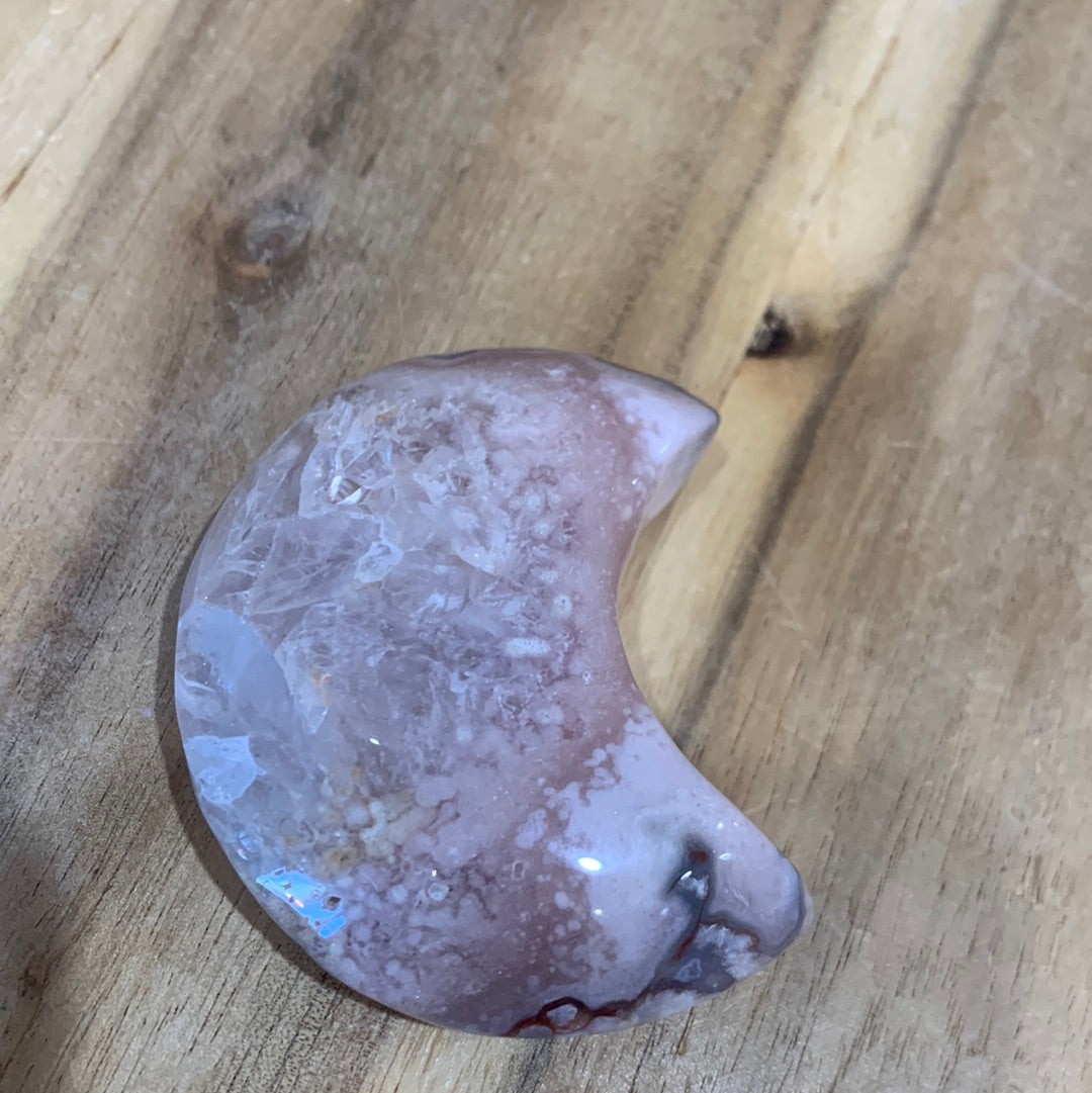 FLOWER AGATE WITH PINK AMETHYST MOON