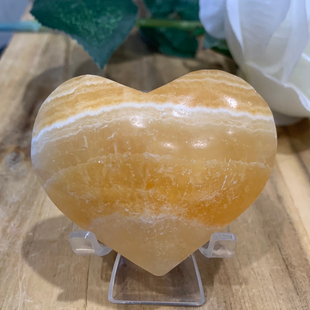 ORANGE CALCITE HEARTS (Stands not included)