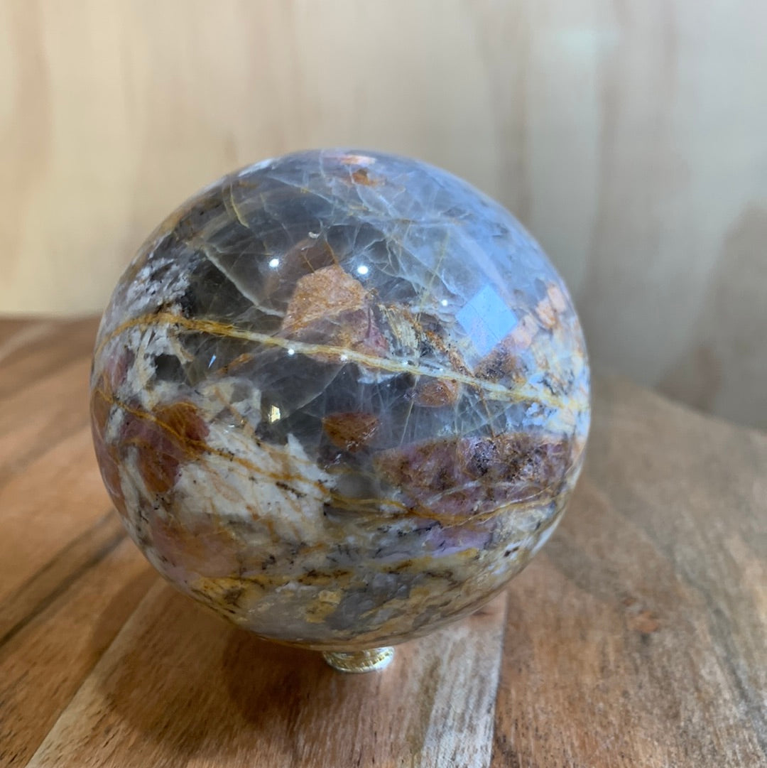 MEXICAN CRAZY LACE AGATE with PINK TOURMALINE SPHERE