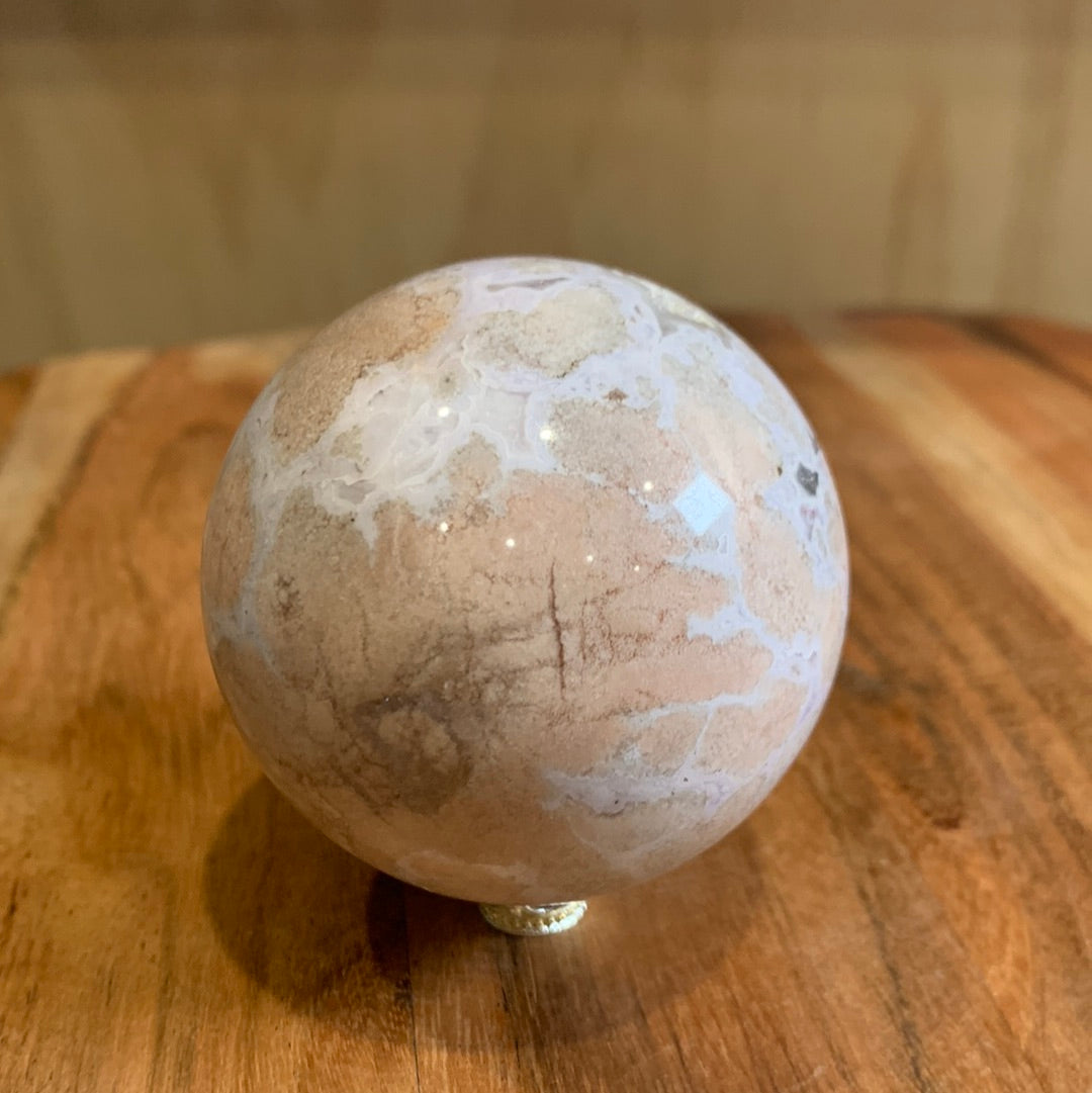 OCEAN JASPER SPHERE WITH A TOUCH OF FLOWER AGATE