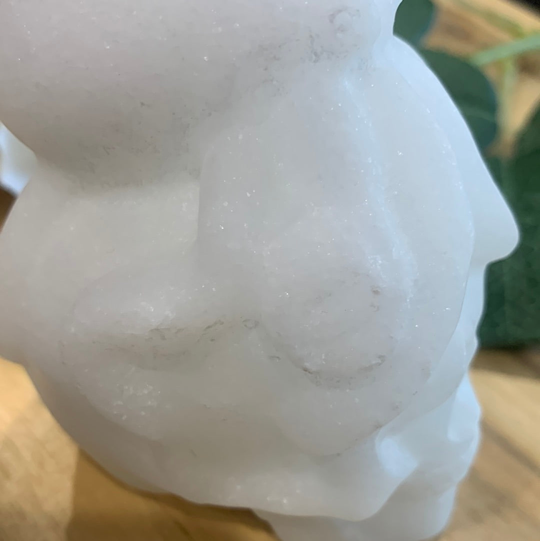 WHITE JADE SKULL WITH OCTOPUS ON TOP