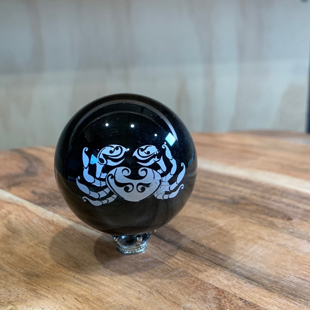 BLACK OBSIDIAN ASTROLOGY & SYMBOL SPHERES