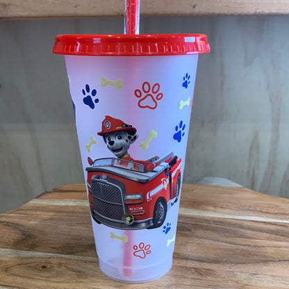 24oz BPA FREE REUSEABLE PLASTIC CUP WITH STRAW AND LID
