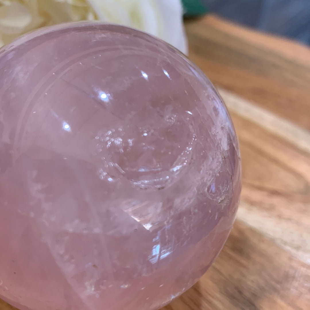 PERFECTLY IMPERFECT ROSE QUARTZ SPHERE WITH STAR (MEDIUM)