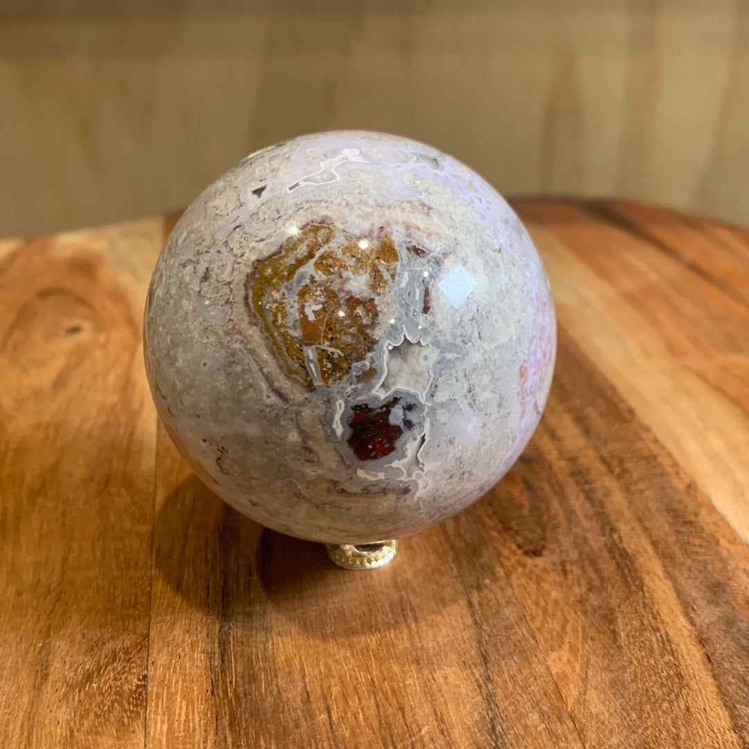OCEAN JASPER SPHERE WITH A TOUCH OF FLOWER AGATE