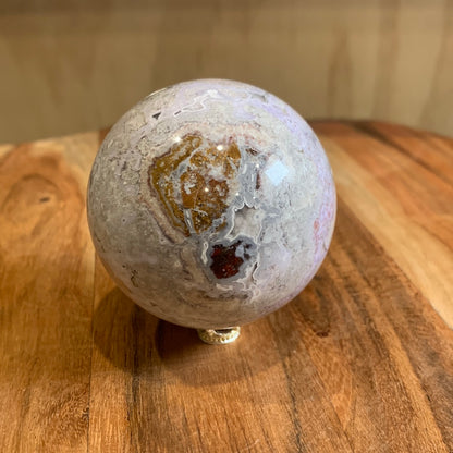 OCEAN JASPER SPHERE WITH A TOUCH OF FLOWER AGATE