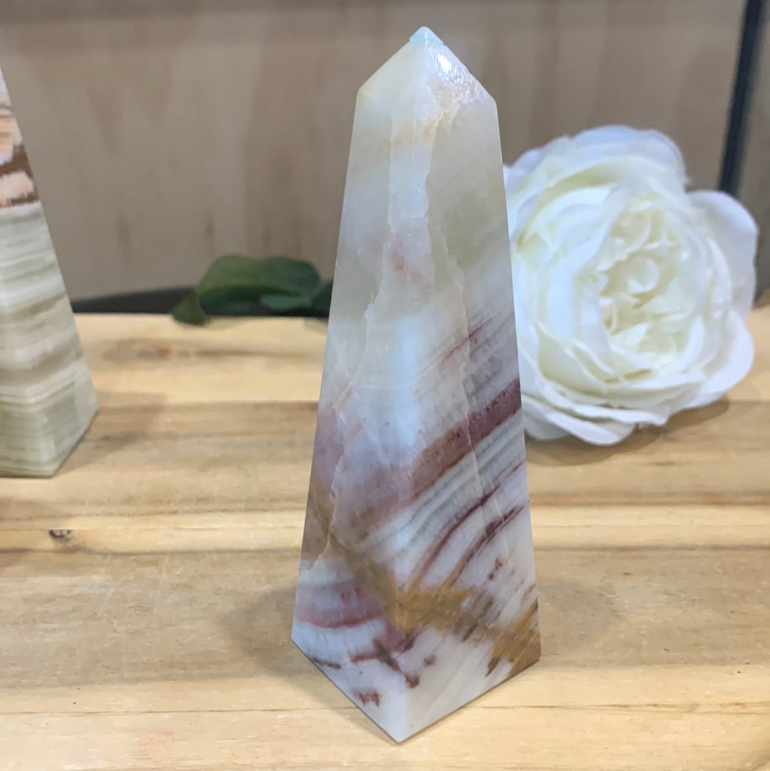GREEN BANDED ONYX TOWERS