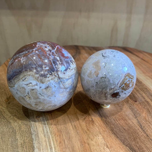 OCEAN JASPER SPHERE WITH A TOUCH OF FLOWER AGATE
