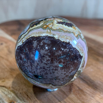 RAIN FORREST SPHERE (HALF POLISHED, HALF RAW)