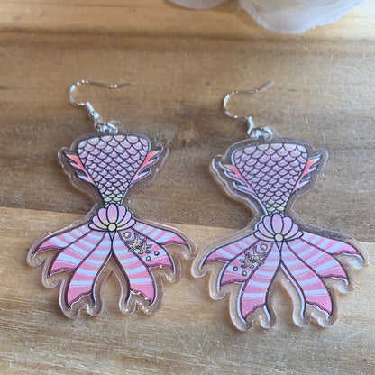 AWESOME ACRYLIC 925 STIRLING HOOK EARRINGS (NON CRYSTAL,)