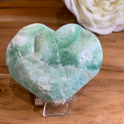 BLUE ARAGONITE HEARTS with stand