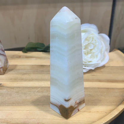 GREEN BANDED ONYX TOWERS