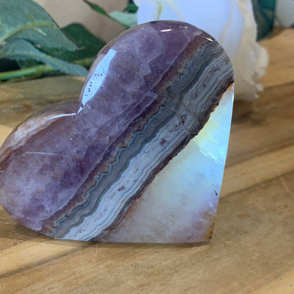 AMETHYST WITH MEXICAN AGATE HEART