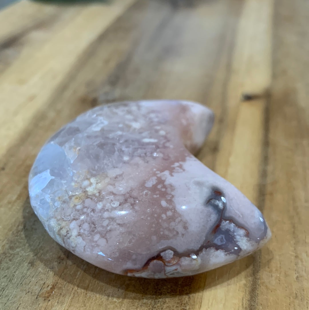 FLOWER AGATE WITH PINK AMETHYST MOON