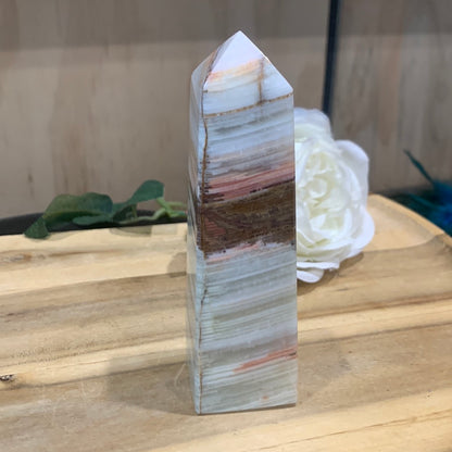 GREEN BANDED ONYX TOWERS
