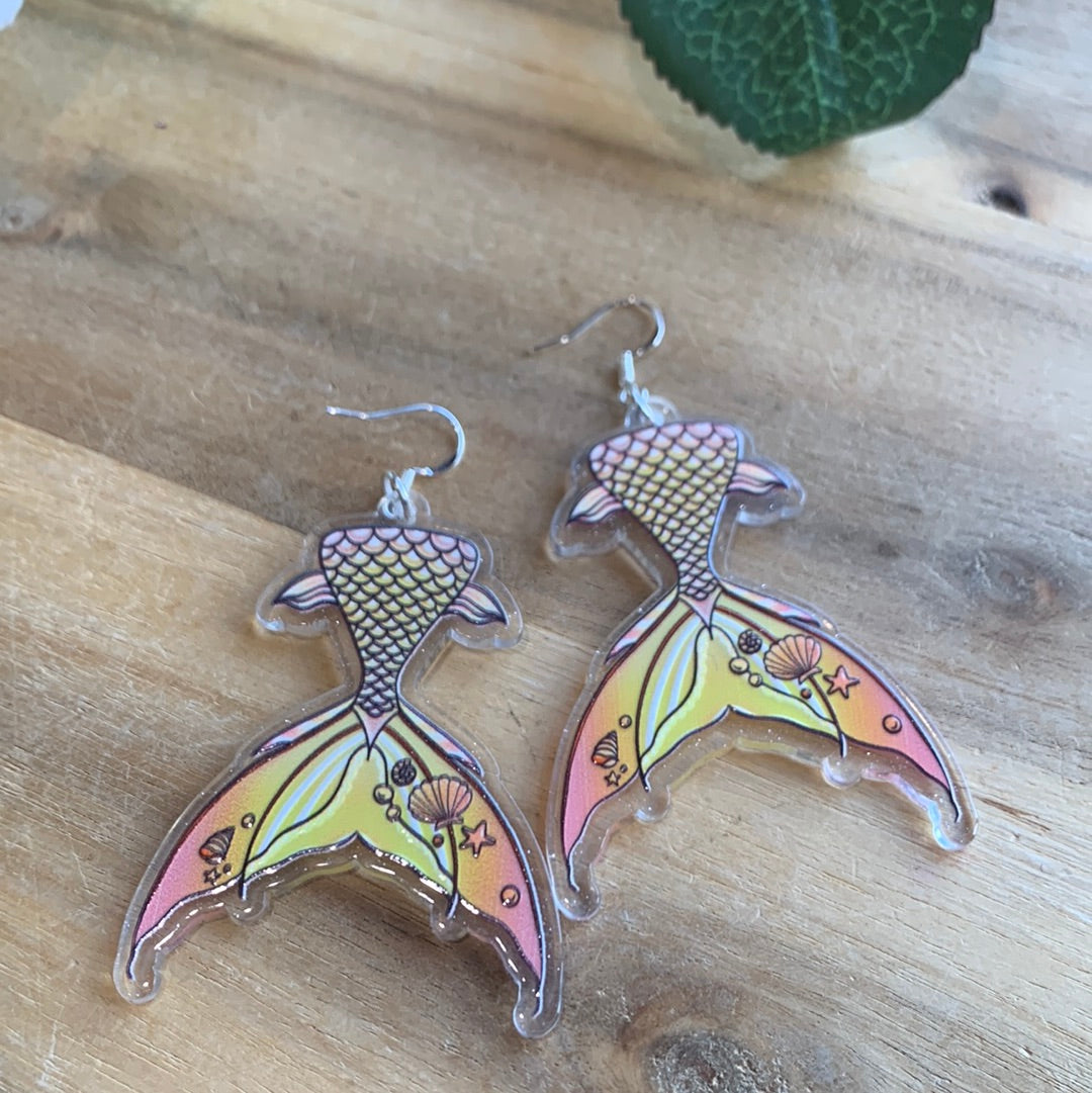 AWESOME ACRYLIC 925 STIRLING HOOK EARRINGS (NON CRYSTAL,)