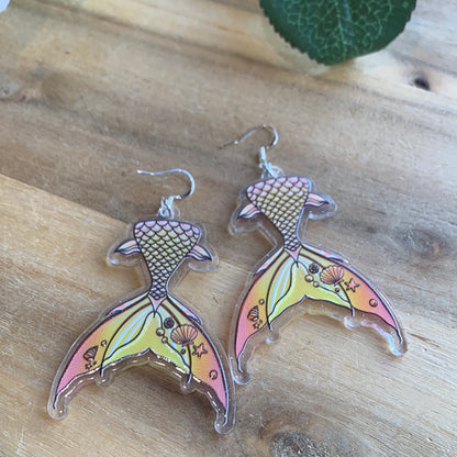 AWESOME ACRYLIC 925 STIRLING HOOK EARRINGS (NON CRYSTAL,)
