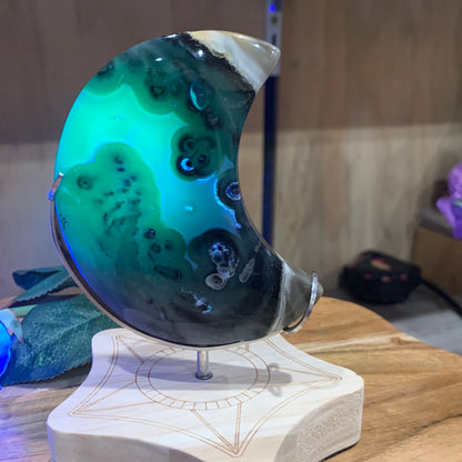VOLCANO AGATE MOON ON SPINNING STAND