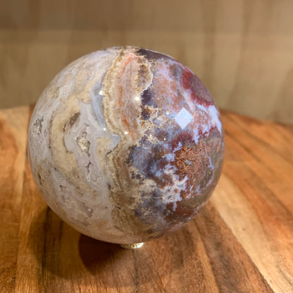 OCEAN JASPER SPHERE WITH A TOUCH OF FLOWER AGATE