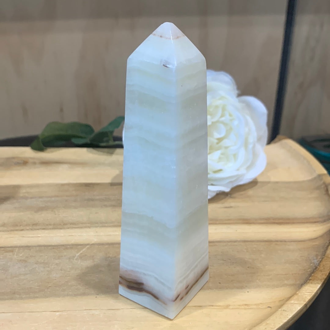 GREEN BANDED ONYX TOWERS