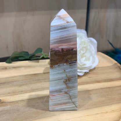 GREEN BANDED ONYX TOWERS