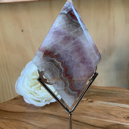 DREAM AMETHYST WITH MEXICAN AGATE DIAMOND WITH ASTROLOGY STAND INCLUDED