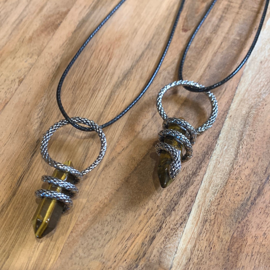 SNAKE PENDANTS (TIGERS EYE & AMETHYST)