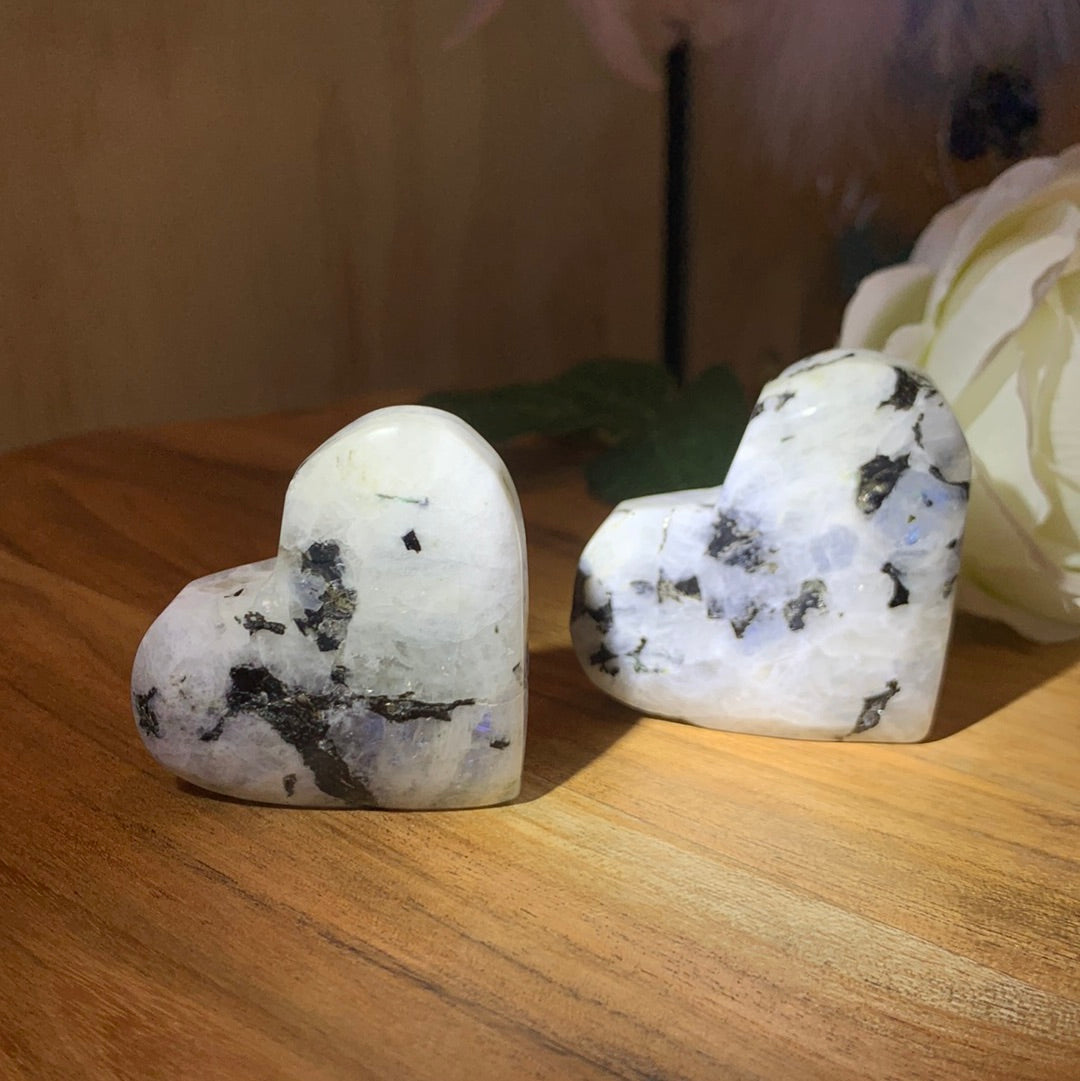 RAINBOW MOONSTONE HEARTS