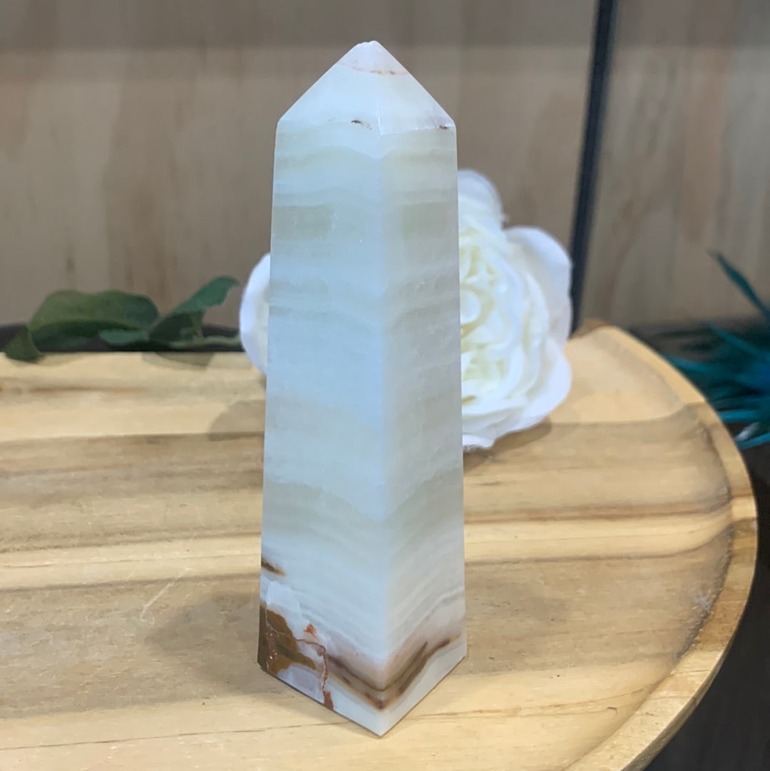 GREEN BANDED ONYX TOWERS