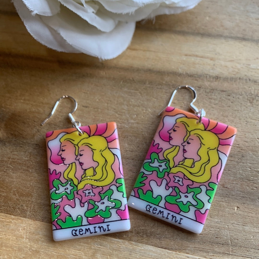 AWESOME ACRYLIC 925 STIRLING HOOK EARRINGS (NON CRYSTAL,)