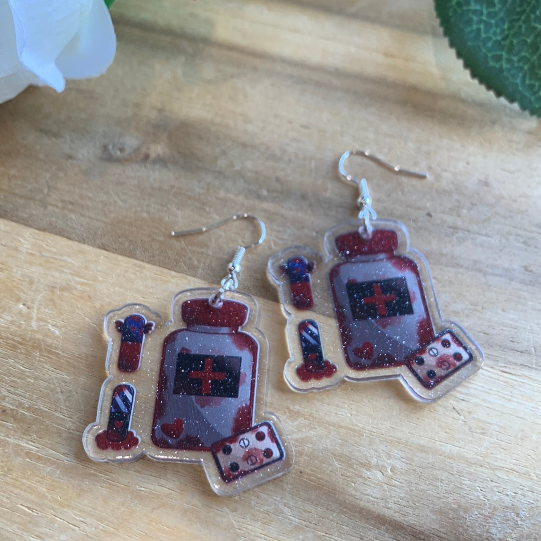 AWESOME ACRYLIC 925 STIRLING HOOK EARRINGS (NON CRYSTAL,)