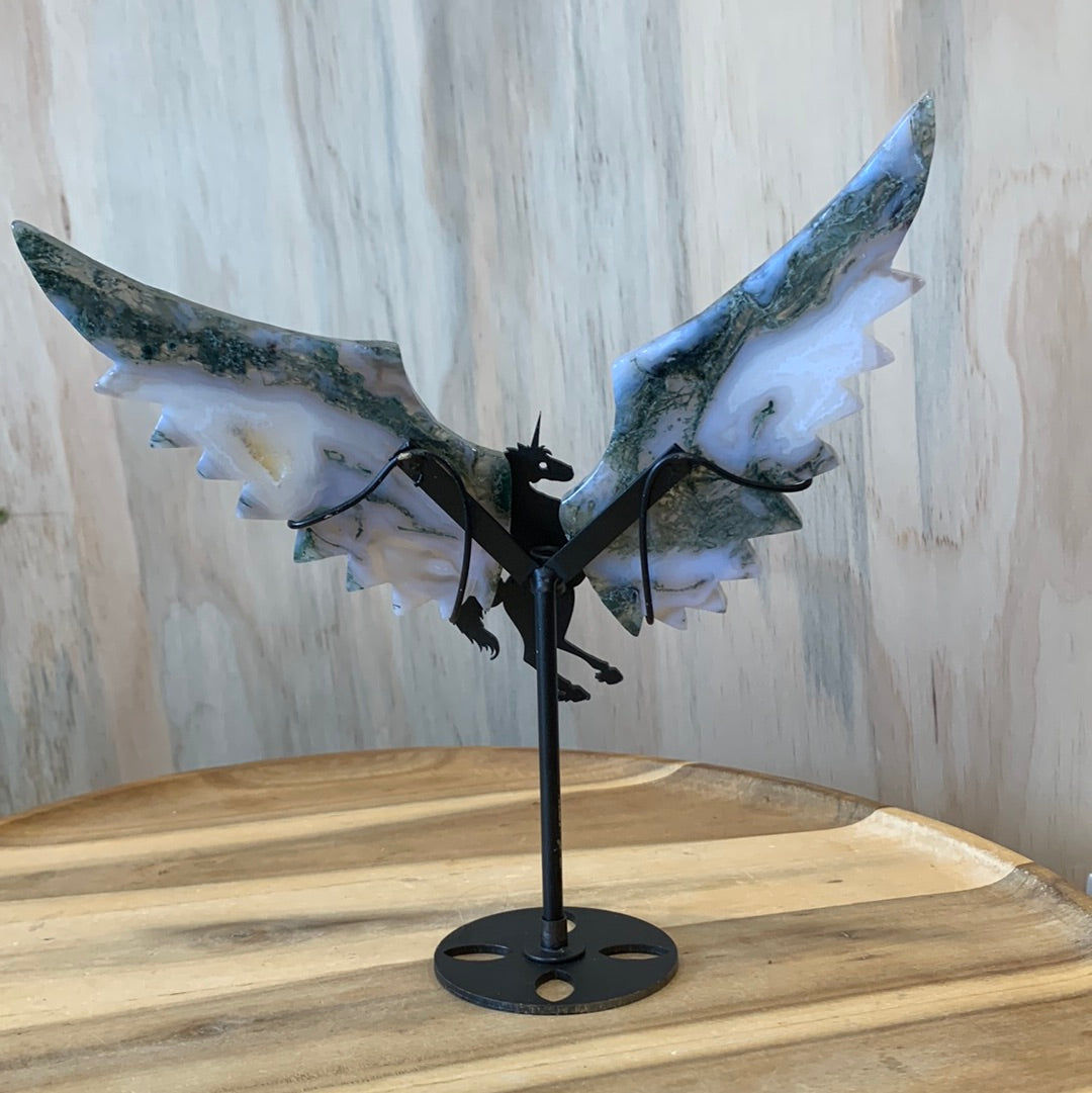 MOSS AGATE UNICORN with WINGS