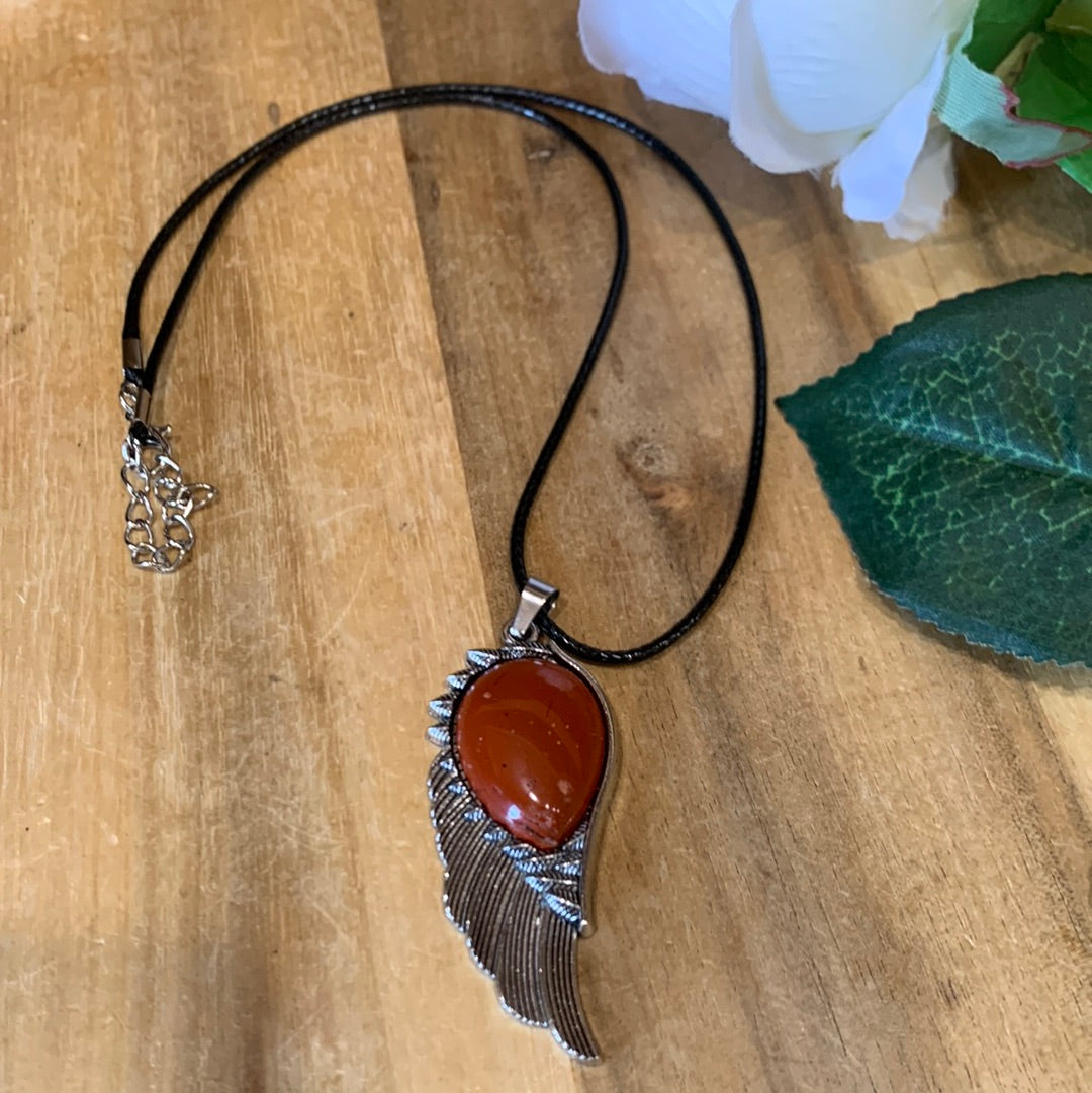 RED JASPER ANGEL WING PENDANT