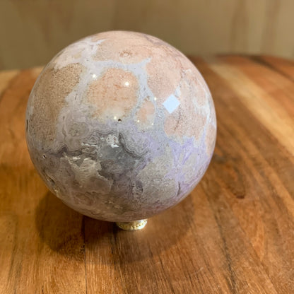 OCEAN JASPER SPHERE WITH A TOUCH OF FLOWER AGATE