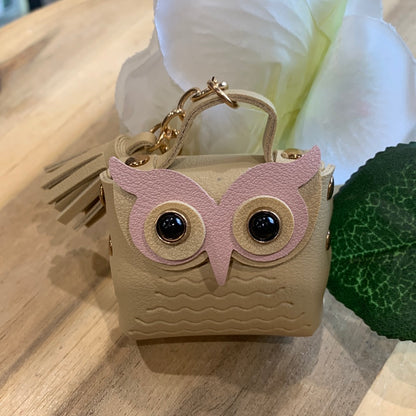 CUTE LEATHER OWL BAG KEYRINGS