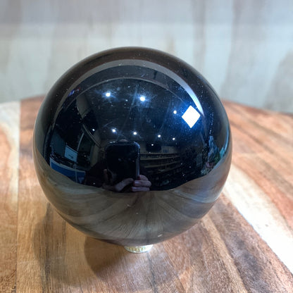 BLACK OBSIDIAN SPHERES WITH CRYSTAL MOON