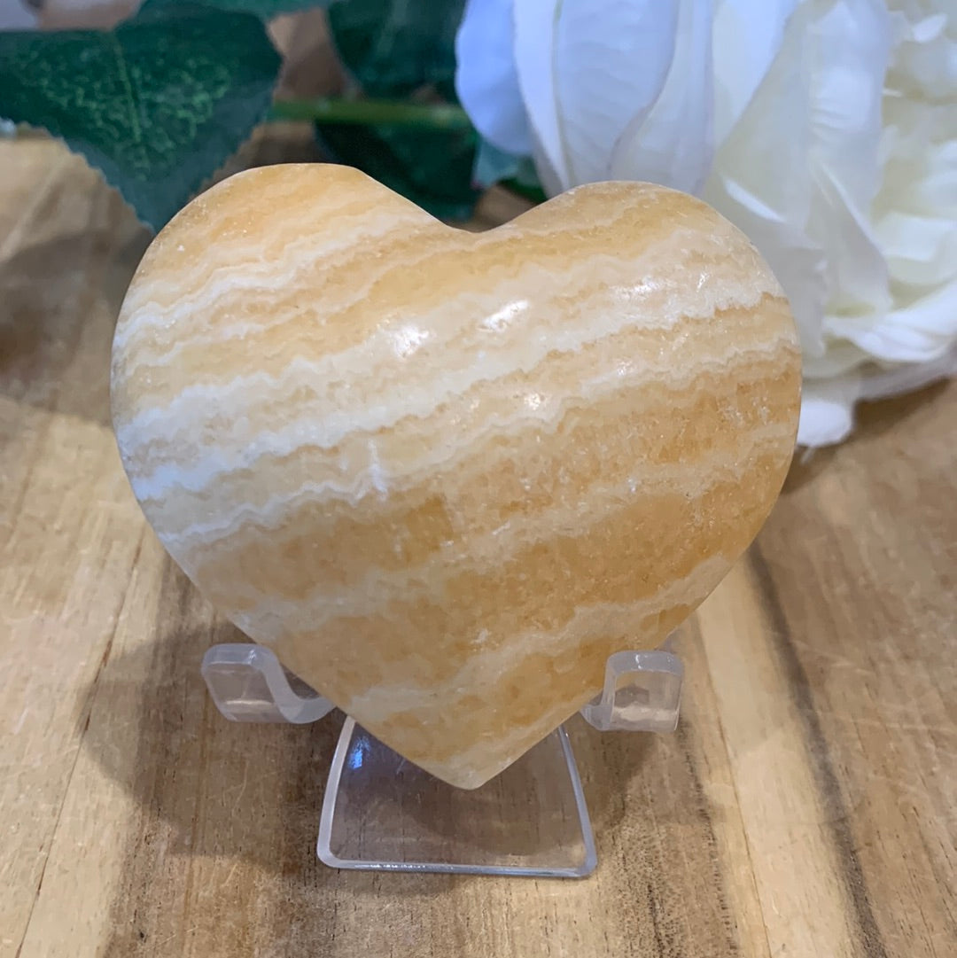 ORANGE CALCITE HEARTS (Stands not included)