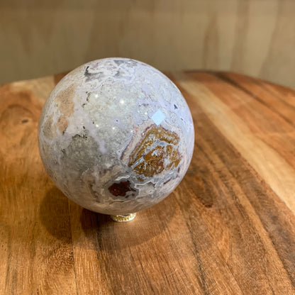 OCEAN JASPER SPHERE WITH A TOUCH OF FLOWER AGATE