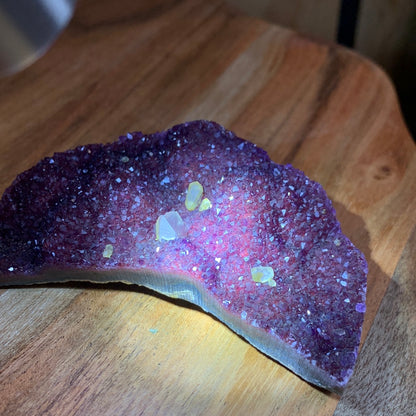 UNIQUE DARK PURPLE AMETHYST MOON WITH CALCITE POINTS