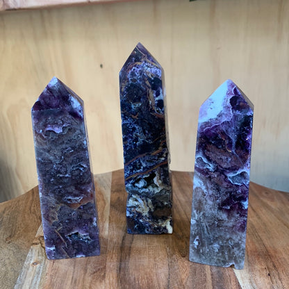 PURPLE MICA & SMOKEY QUARTZ TOWERS