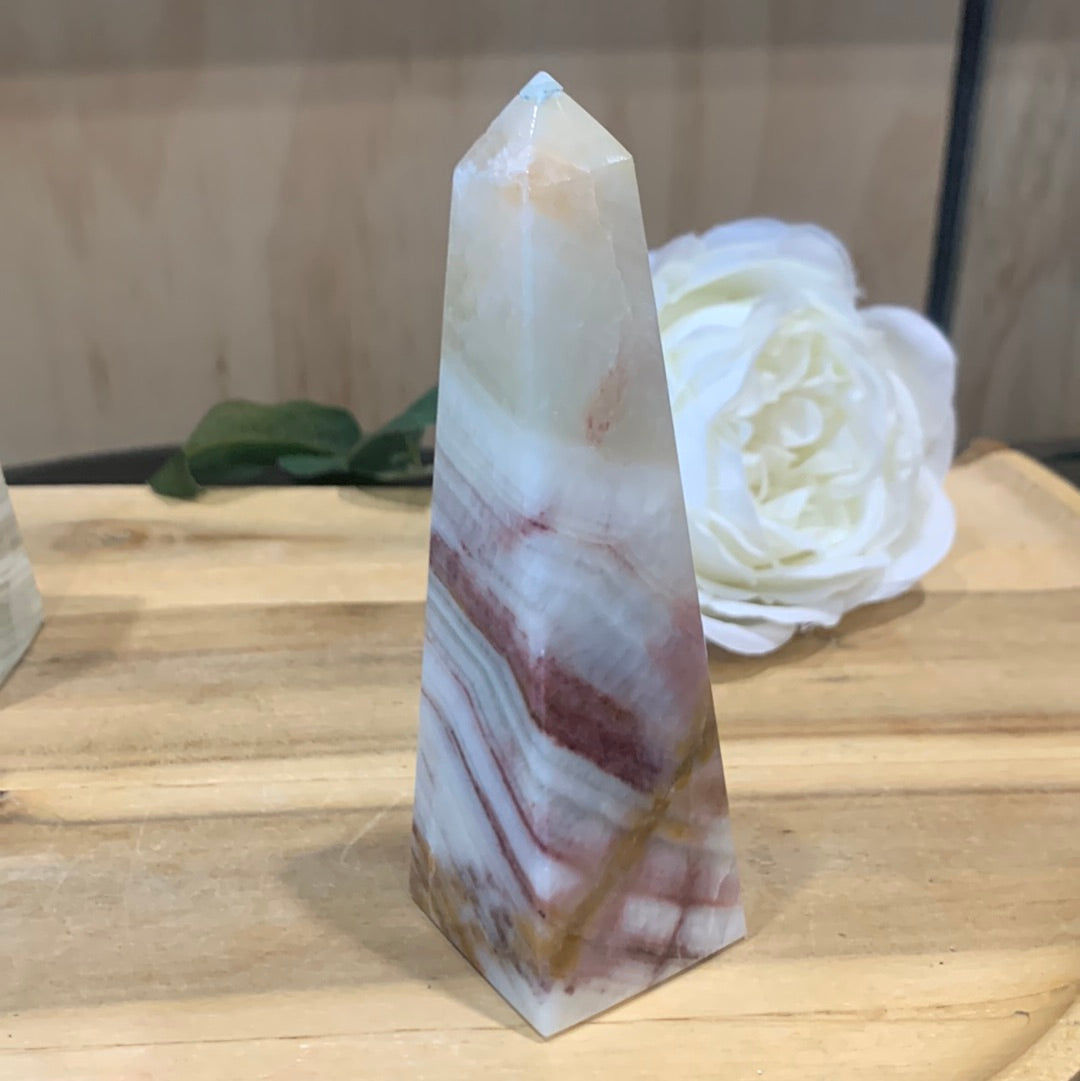GREEN BANDED ONYX TOWERS