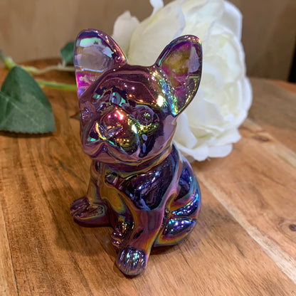 FLUORITE FRENCH DOG WITH AURA COATING (MEDIUM)