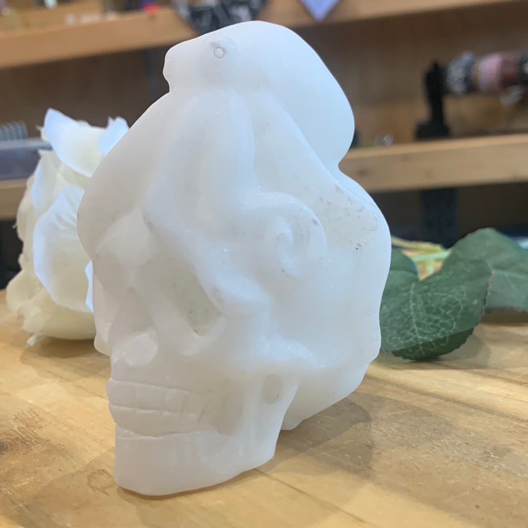 WHITE JADE SKULL WITH OCTOPUS ON TOP