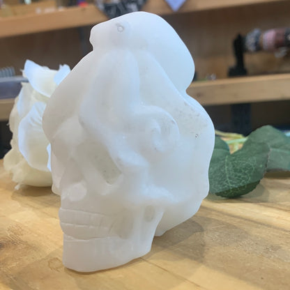 WHITE JADE SKULL WITH OCTOPUS ON TOP