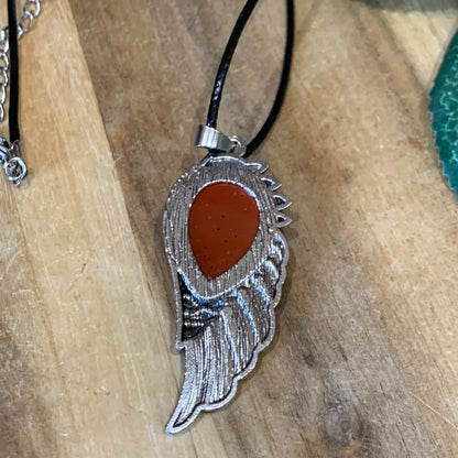 RED JASPER ANGEL WING PENDANT