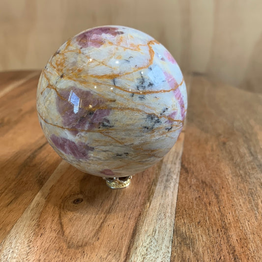 MEXICAN CRAZY LACE AGATE with PINK TOURMALINE SPHERE
