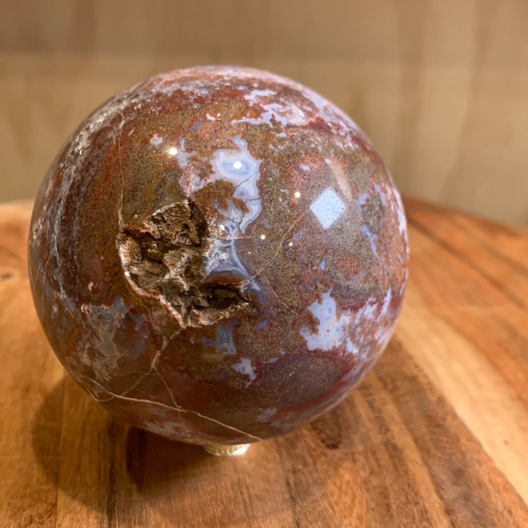 OCEAN JASPER SPHERE WITH A TOUCH OF FLOWER AGATE
