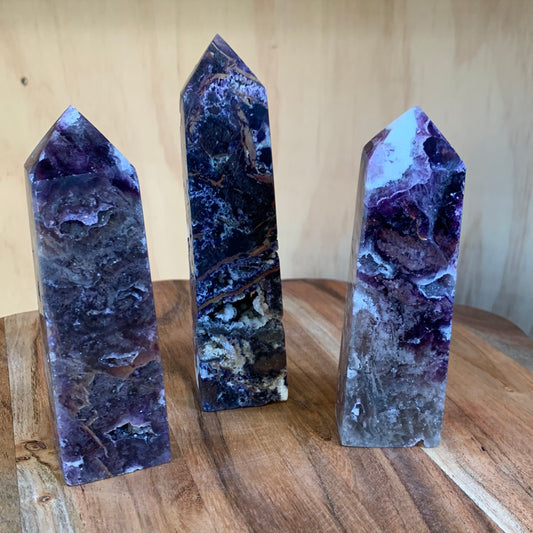 PURPLE MICA & SMOKEY QUARTZ TOWERS