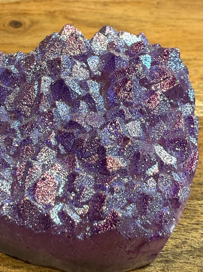 PURPLE AURA DYED QUARTZ DRUZY AGATE HEART